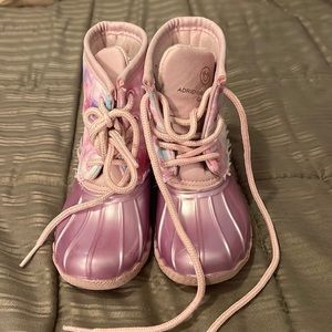 10t girls pink tie dye snow boots